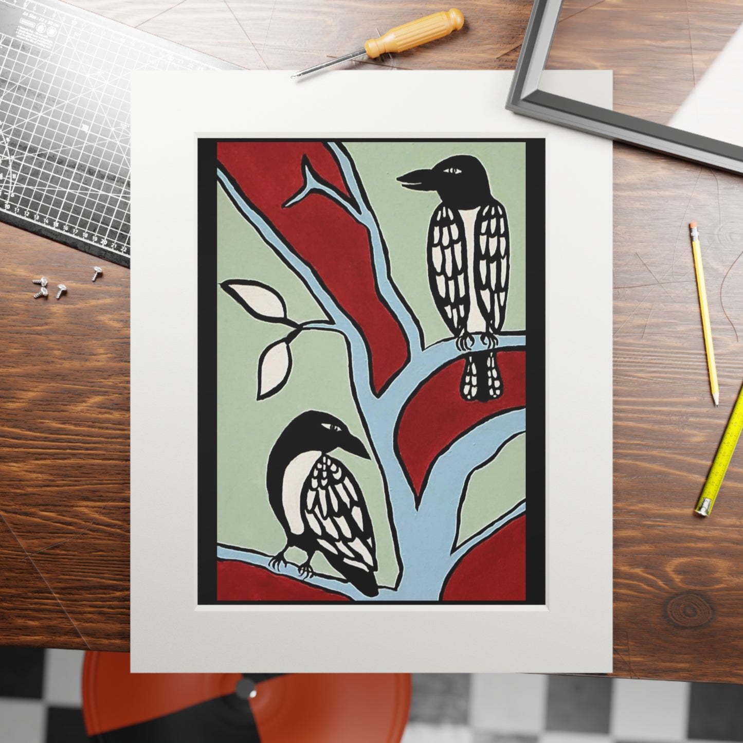 Birds Fine Art Prints (Passepartout Paper Frame)