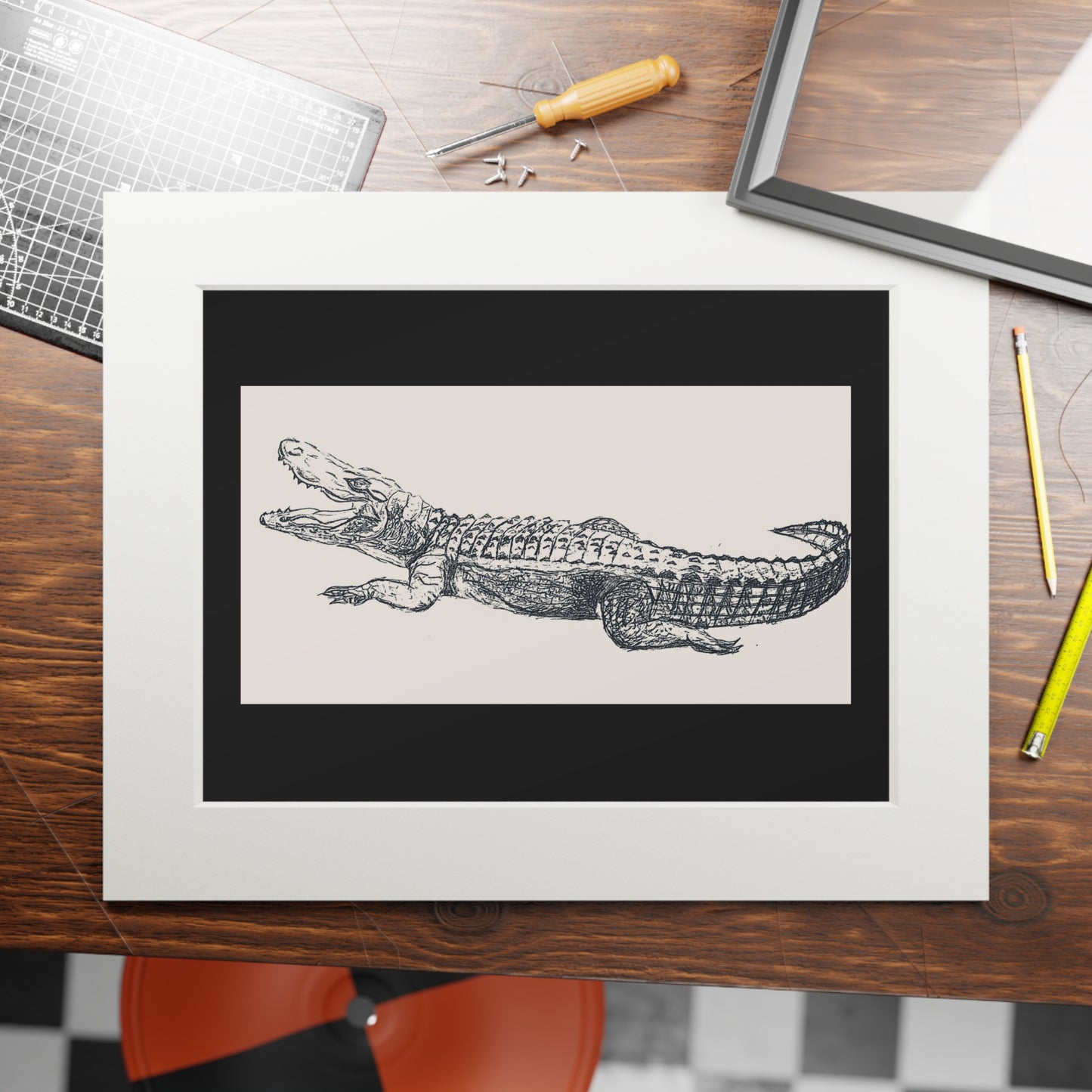 Alligator Fine Art Prints (Passepartout Paper Frame)