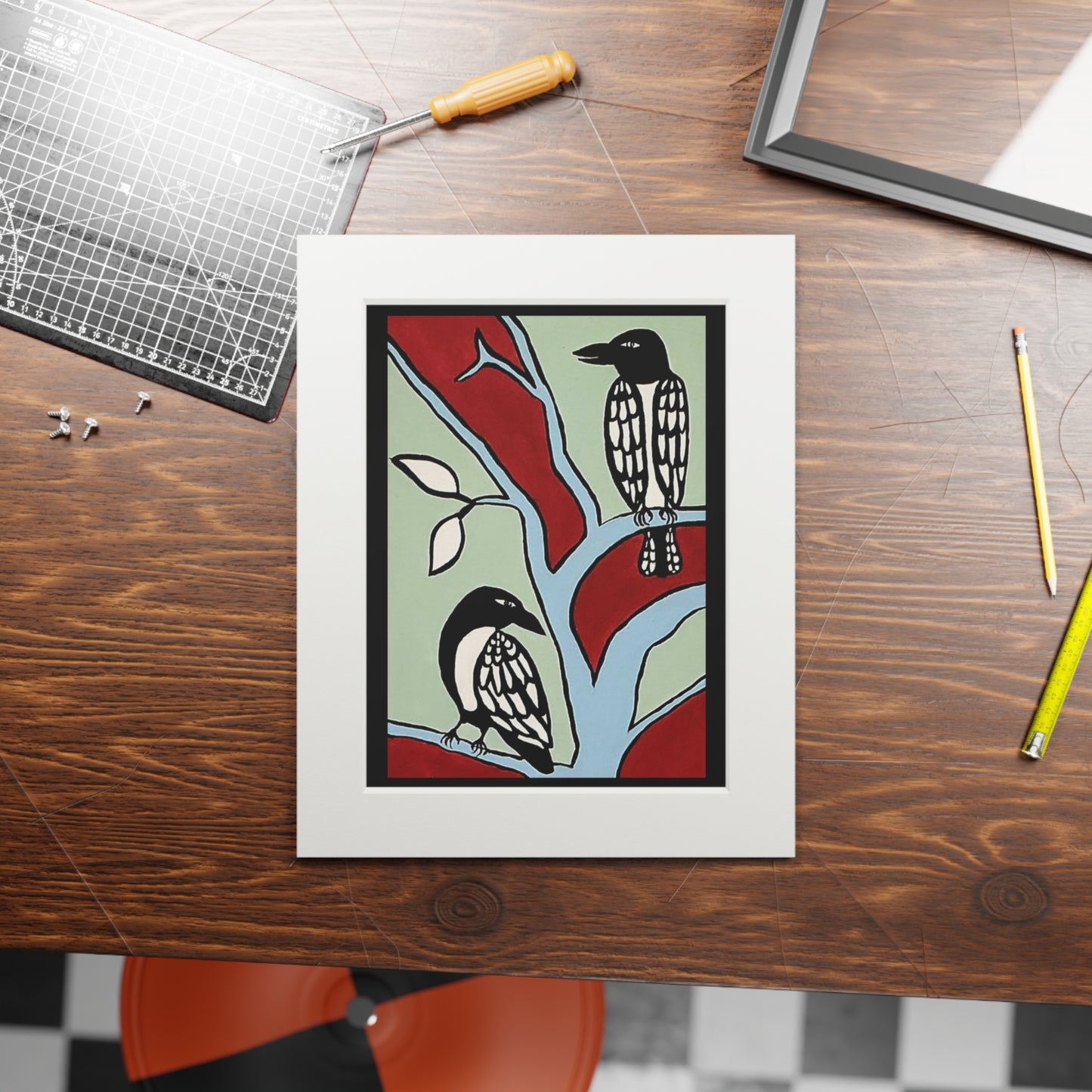 Birds Fine Art Prints (Passepartout Paper Frame)