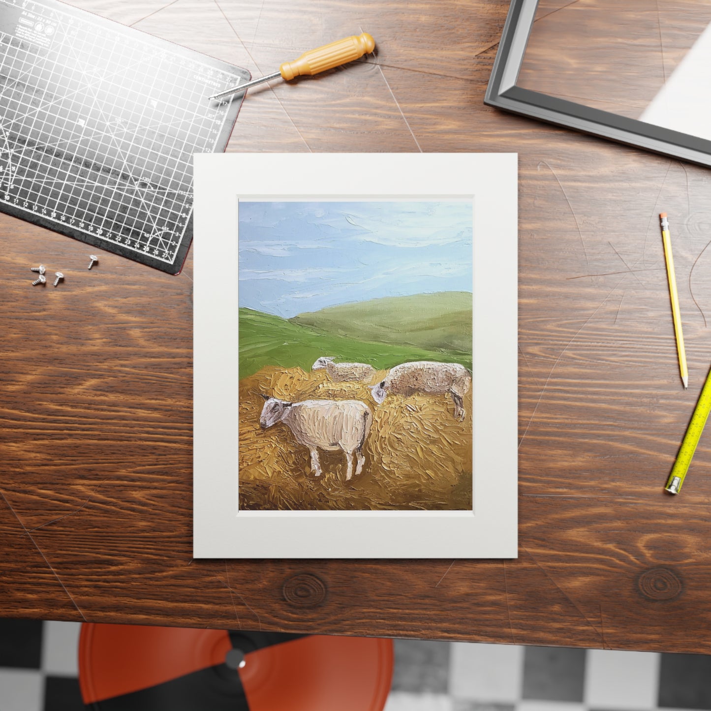 Sheep Fine Art Prints (Passepartout Paper Frame)
